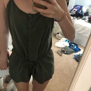 Forever 21 Olive green drawstring romper